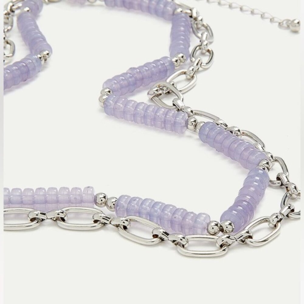😊 Short Double Layer Necklace with Lilac Beads